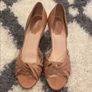 Carlos Santana Leather Open Toe Heels Size 8.5